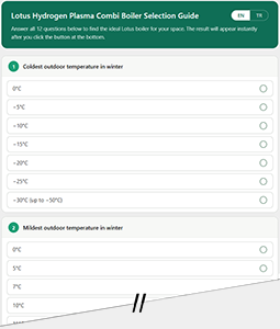 Lotus Hydrogen Plasma Boiler Selection Application